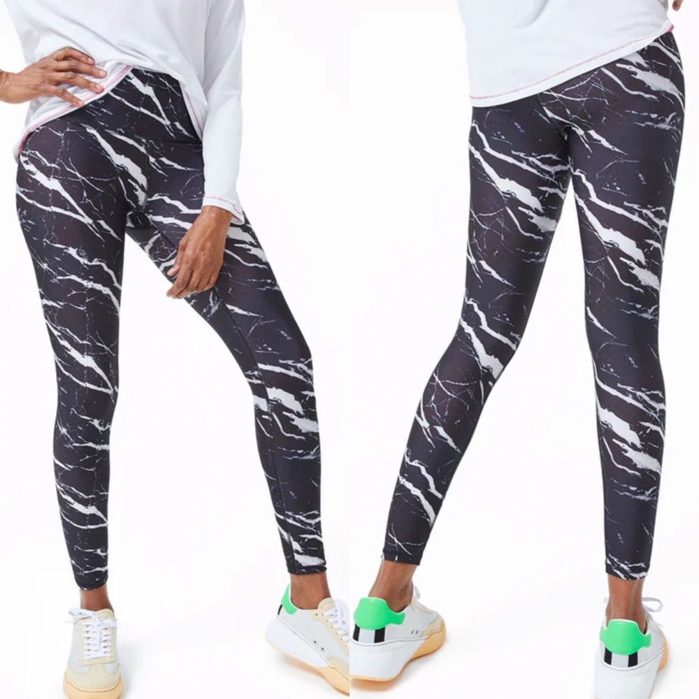 Terez Onyx Black Marble Hi-Shine Leggings